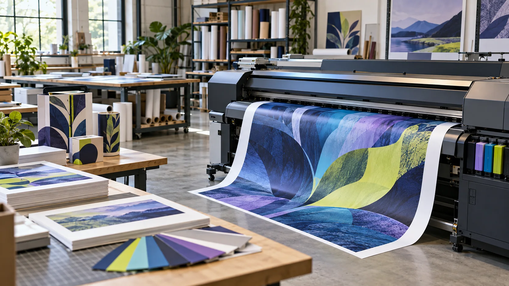 Produzione grafica professionale con stampante di grande formato